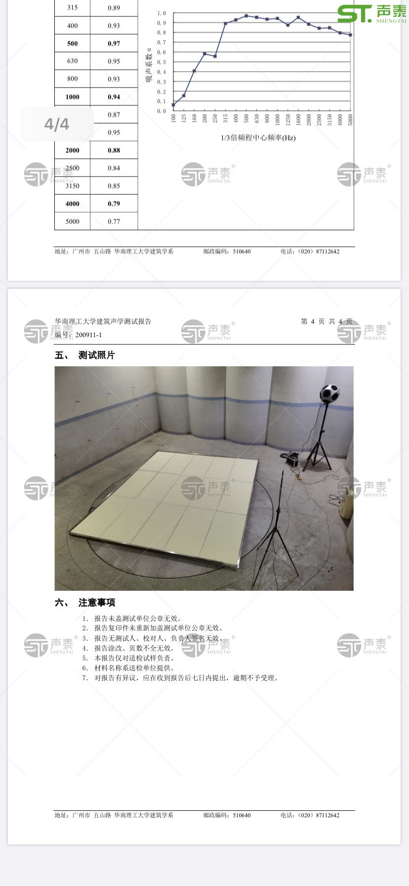 2020最新版,體育館空間吸聲體測試報(bào)告(圖3) 2020最新版,體育館空間吸聲體測試報(bào)告(圖3)